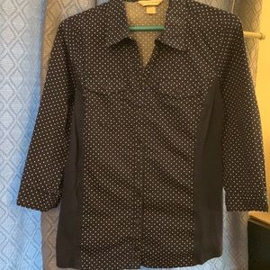 Christopher & Banks, 3/4 length of button up, with side stretch material